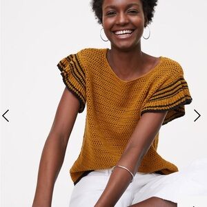 LOFT Sunset Flutter Short Sleeved Sweater- Medium